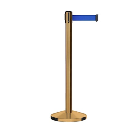 Montour Line Stanchion Belt Barrier Sat.Brass Post 13ft. Blue Belt ES400-SB-BL-130
